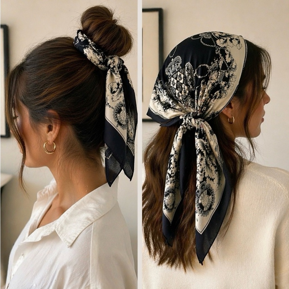 Vintage 90s Nautical Yacht Scarf Navy & Ivory Coastal Quiet Luxury | Old Money